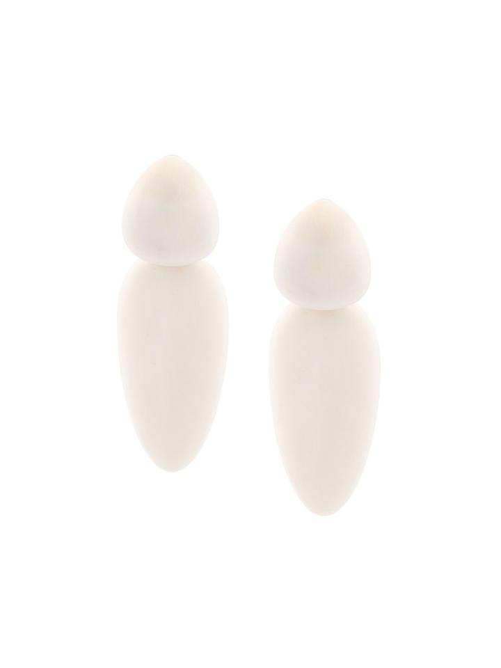 Monies Linked Drop Clip-on Earrings - White