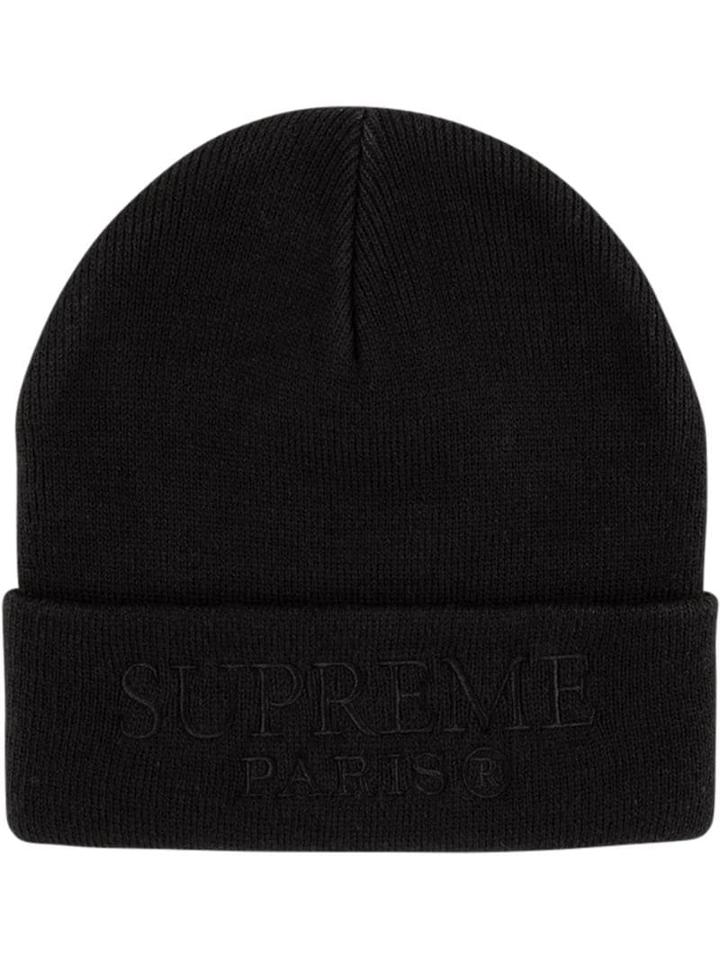 Supreme Tonal Logo Beanie Hat - Black