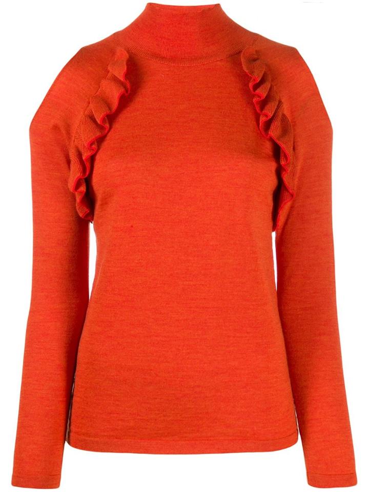 Chiara Bertani Cold Shoulder Knitted Top - Orange