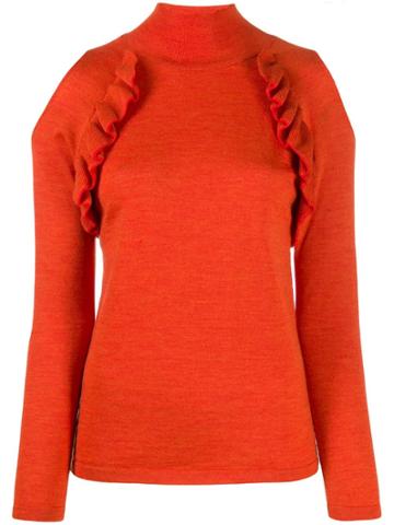 Chiara Bertani Cold Shoulder Knitted Top - Orange