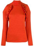 Chiara Bertani Cold Shoulder Knitted Top - Orange