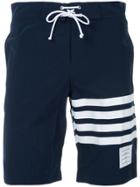 Thom Browne Classic Board Short With 4-bar University Stripes - Blue