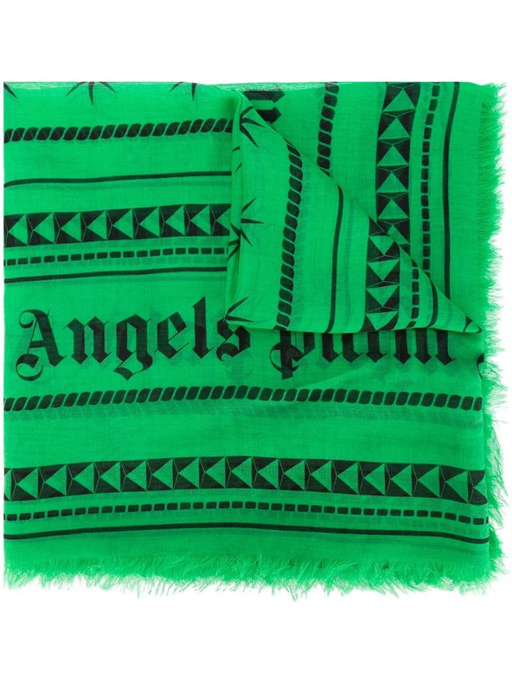 Palm Angels Geometric Print Scarf, Men's, Green, Modal/cashmere