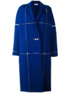 Courrèges Oversized Long Coat, Women's, Size: 36, Blue, Merino/polyamide/spandex/elastane