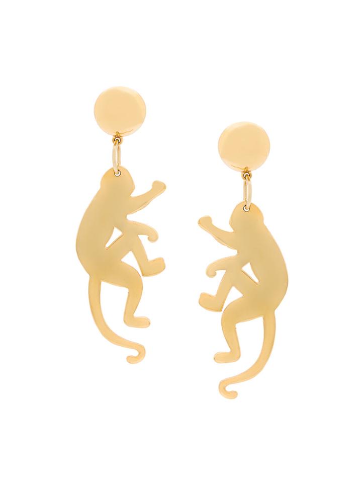 Oscar De La Renta Large Monkey Earrings - Metallic