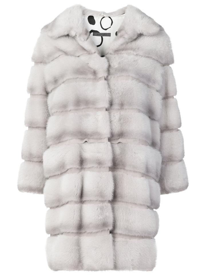 Simonetta Ravizza Fur Panelled Coat - Grey