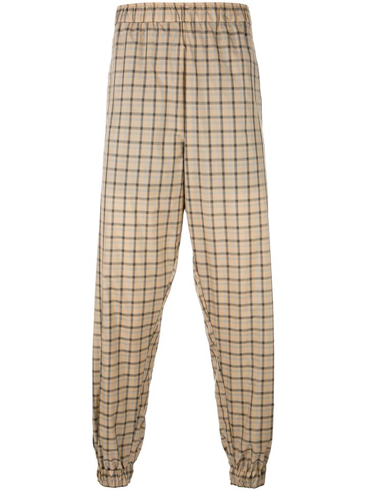 Astrid Andersen Lightweight Checked Track Pants, Men's, Size: Large, Nude/neutrals, Polyester