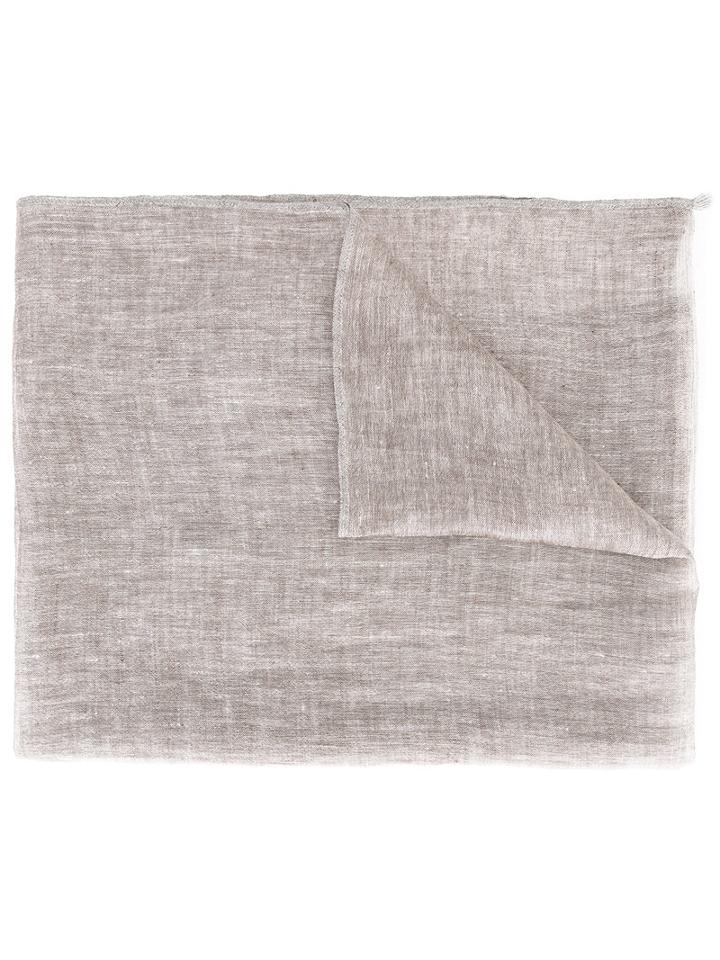 Eleventy - Frayed Trim Scarf - Men - Silk/linen/flax/cashmere - One Size, Brown, Silk/linen/flax/cashmere