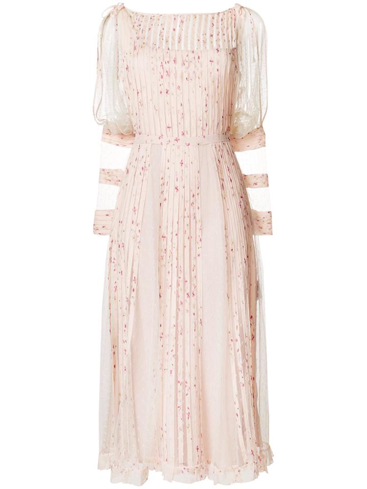 Red Valentino Georgette Pleated Point D'esprit Dress - Pink & Purple