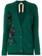 No21 Embellished V-neck Cardigan - Green