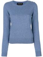 Vanessa Seward Button Up Knit Pullover - Blue