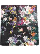 Faliero Sarti Floral Print Scarf, Women's, Black, Virgin Wool