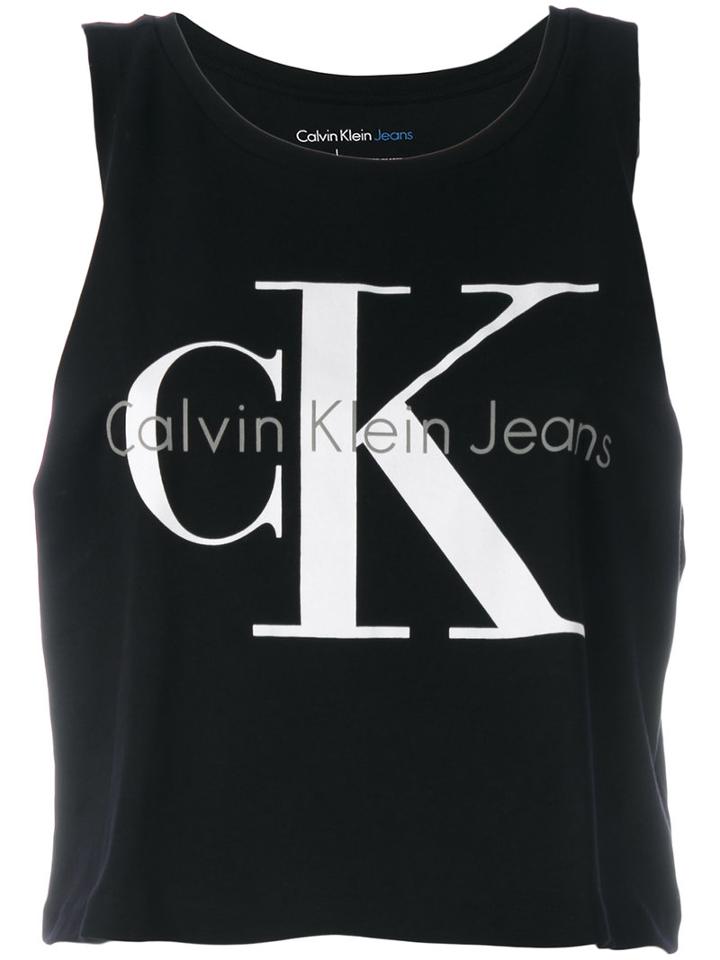 Calvin Klein Jeans - Logo Print Tank Top - Women - Cotton - Xs, Women's, Black, Cotton
