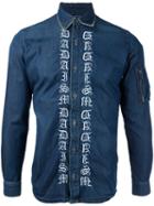 Christian Dada Embroidered Denim Shirt, Men's, Size: 46, Blue, Cotton