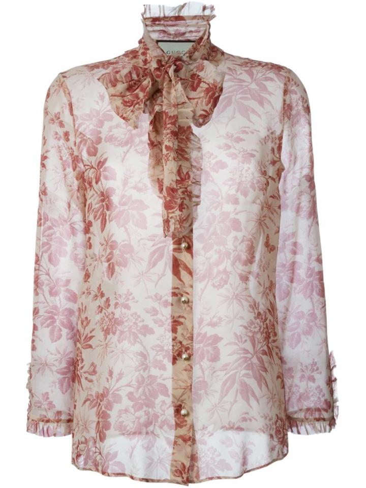 Gucci Floral Print Sheer Shirt