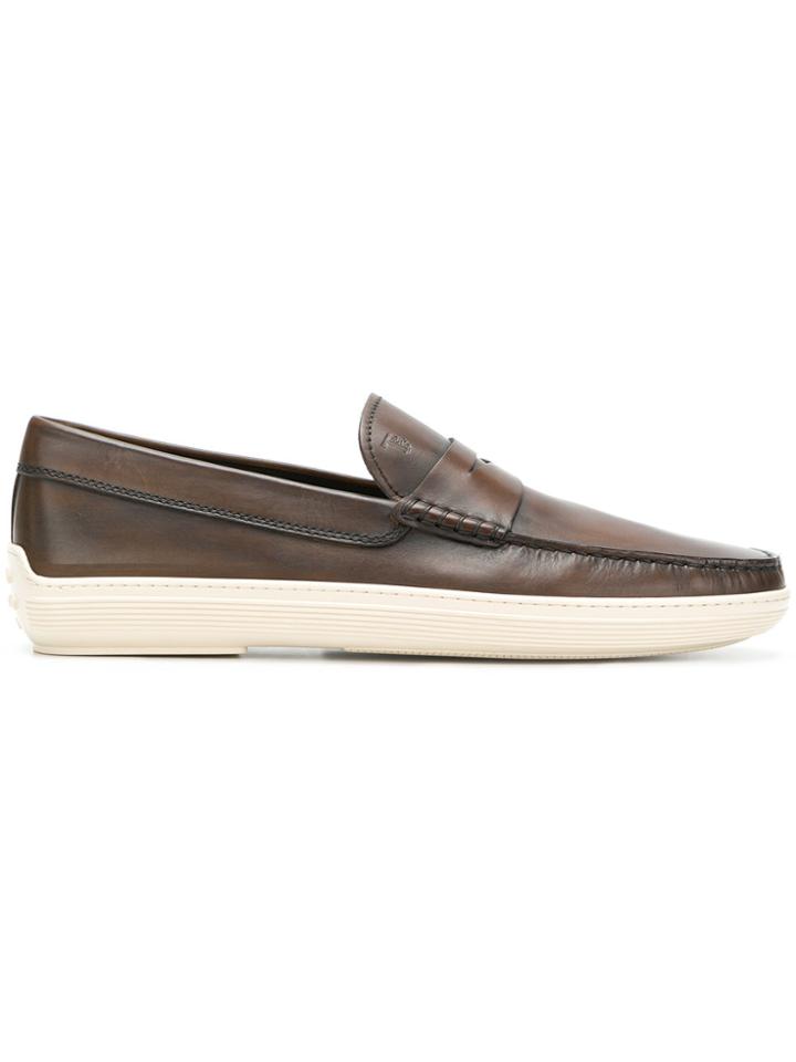 Tod's Distressed Penny Loafers - Brown