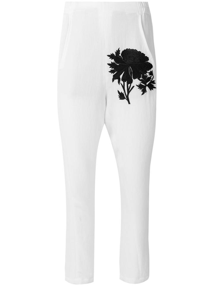 Ann Demeulemeester Slim-fit Embroidered Trousers - White