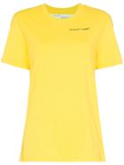Off-white Yellow Logo Embroidered Short Sleeve Cotton T Shirt - Yellow