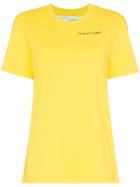 Off-white Yellow Logo Embroidered Short Sleeve Cotton T Shirt - Yellow