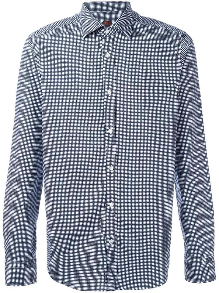 Mp Massimo Piombo Polka Dot Print Shirt, Men's, Size: 40, Blue, Cotton