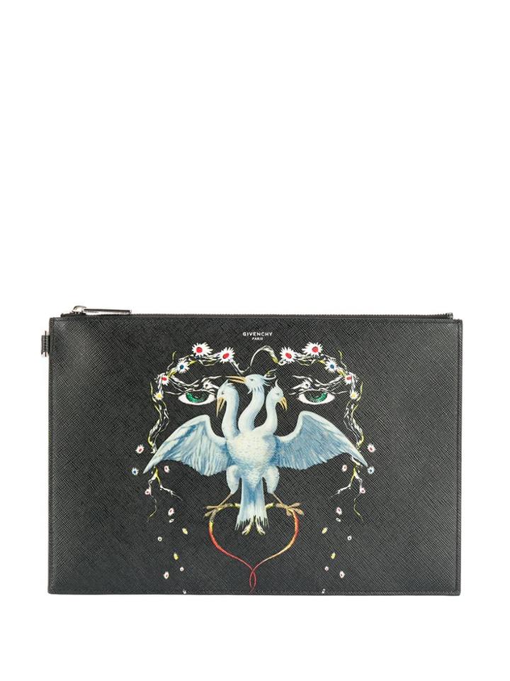 Givenchy Bird Print Clutch - Black
