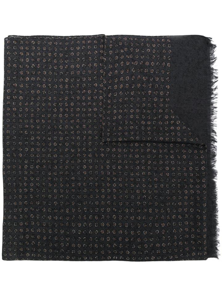Isaia Polka Dot Print Scarf - Black