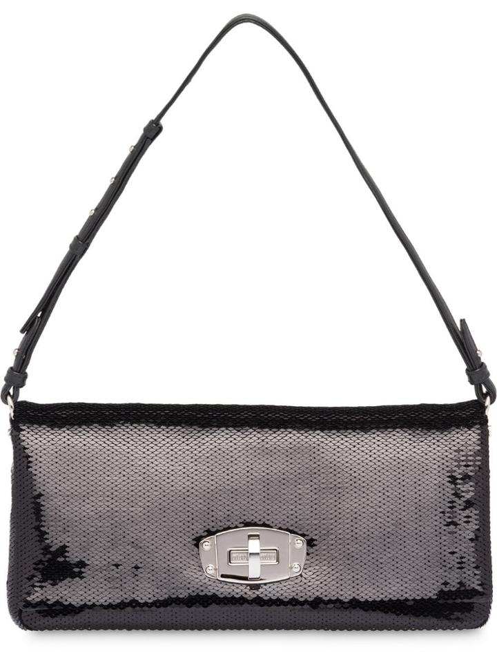 Miu Miu Miu Crystal Sequin Shoulder Bag - Black
