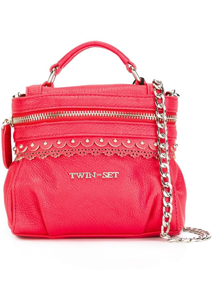 Twin-set Removable Chain Strap Tote, Women's, Pink/purple, Polyurethane