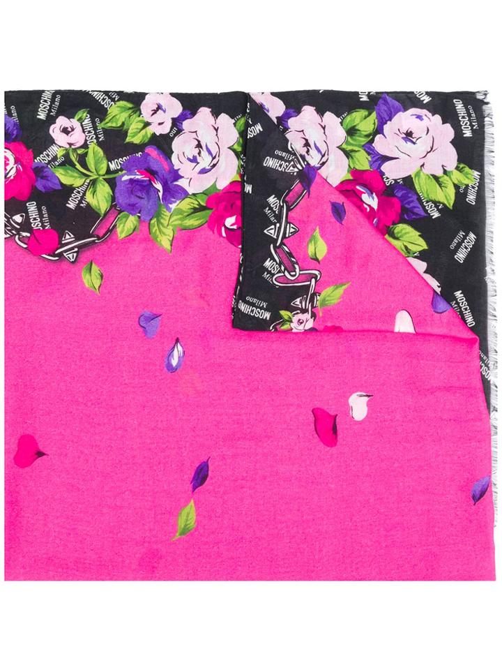Moschino Graphic Print Logo Scarf - Pink