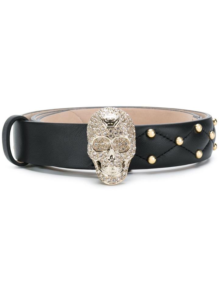 Philipp Plein Skull And Stud Belt - Black