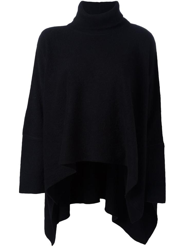 Dusan Turtle Neck Poncho Jumper, Women's, Black, Wool/alpaca