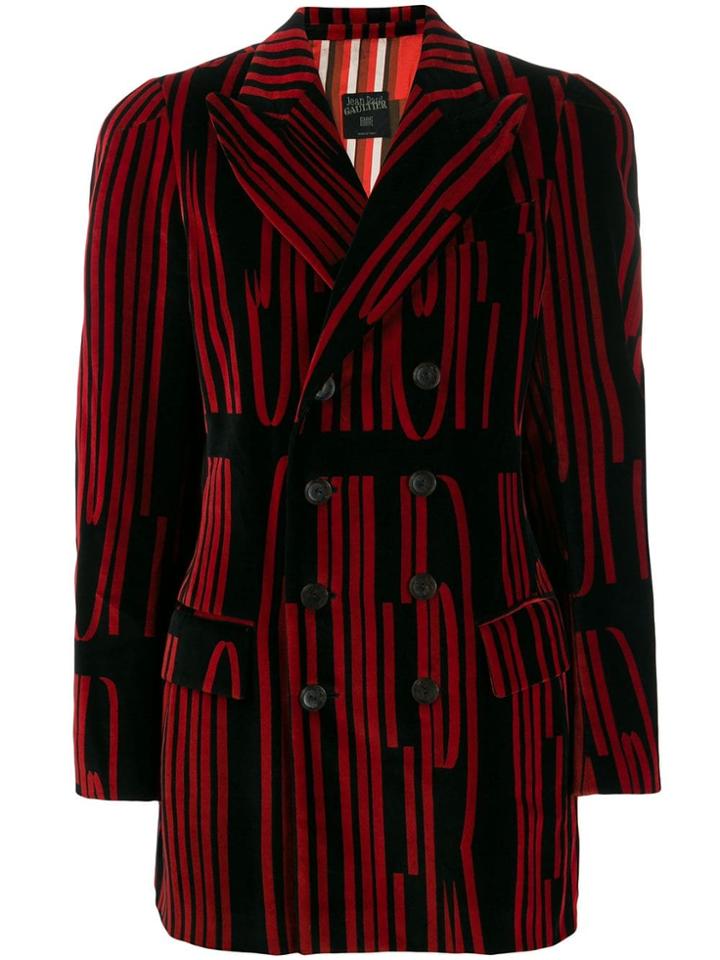 Jean Paul Gaultier Pre-owned 90's Stripped Velour Jacket - Red