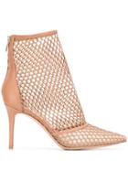 Gianvito Rossi Fishnet Heeled Boots - Neutrals