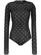Diesel Printed Long Sleeve Bodysuit - Black