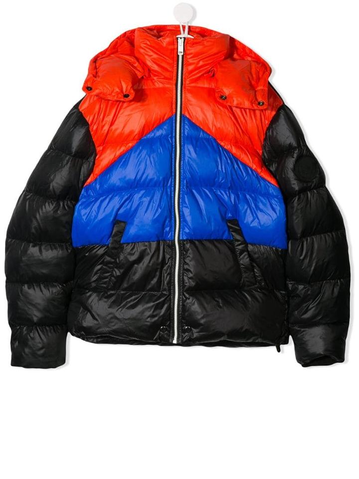 Diesel Kids Panelled Puffer Jacket - Black