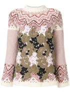 Moncler Gamme Rouge Patterned Jumper With Leaf Overlay - Multicolour