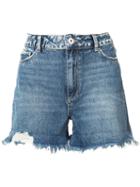 Paige - Fitted Denim Shorts - Women - Cotton/spandex/elastane - 26, Blue, Cotton/spandex/elastane