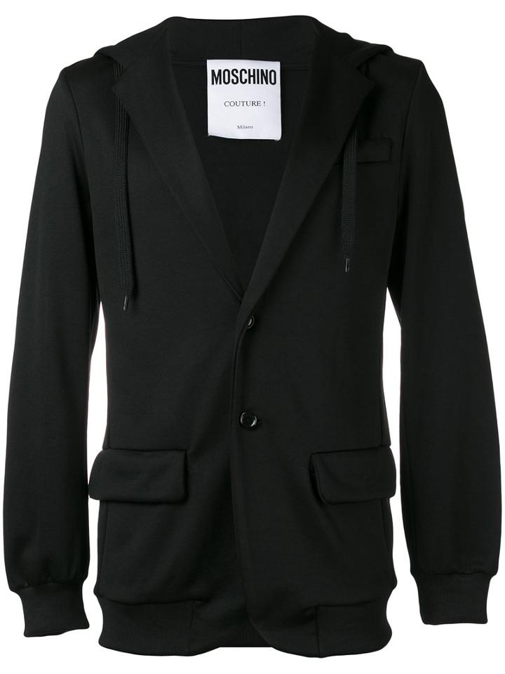 Moschino Hooded Logo Blazer, Men's, Size: Xl, Black, Cotton/polyester