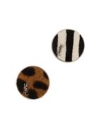 Saint Laurent Printed Pin Badges - Brown