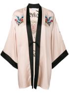 Red Valentino Tattoo-embroidered Fluid Satin Kimono - Neutrals