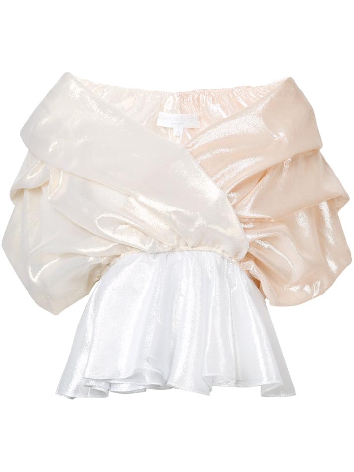 Caroline Constas Ruched Taffeta Blouse - Metallic