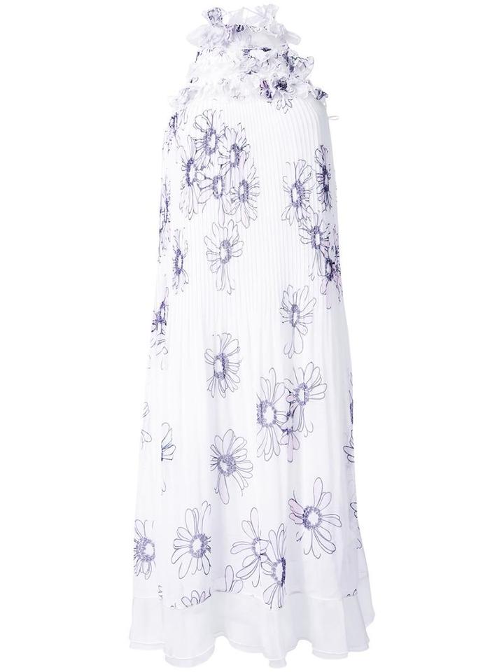 Giamba Floral Print Pleated Dress, Women's, Size: 40, White, Polyester