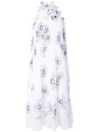 Giamba Floral Print Pleated Dress, Women's, Size: 40, White, Polyester