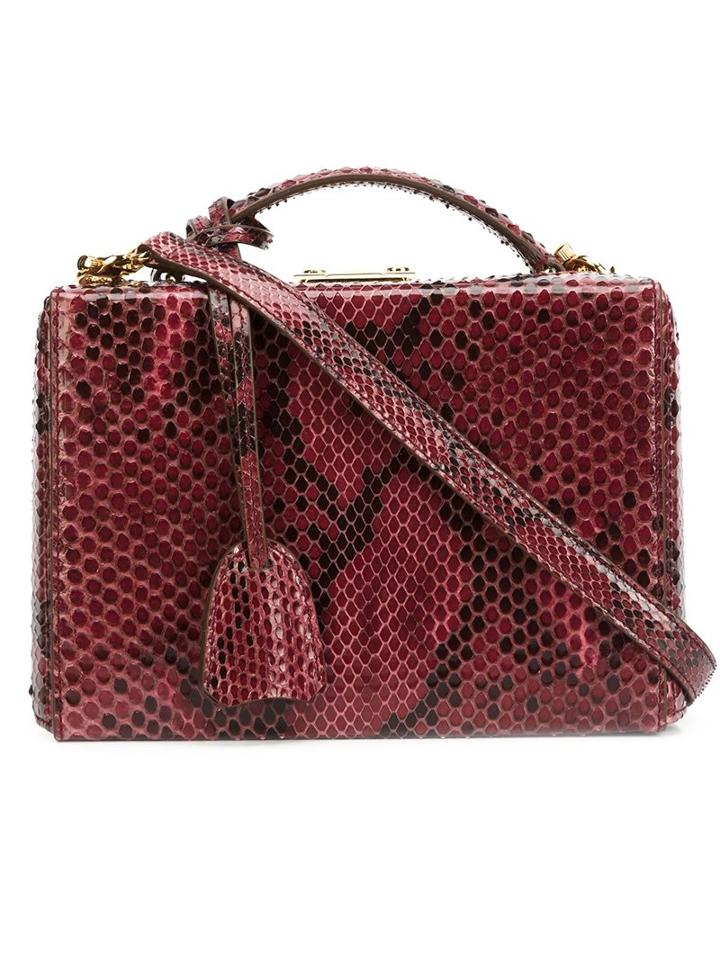 Mark Cross Mini Box Tote, Women's, Red, Python Skin