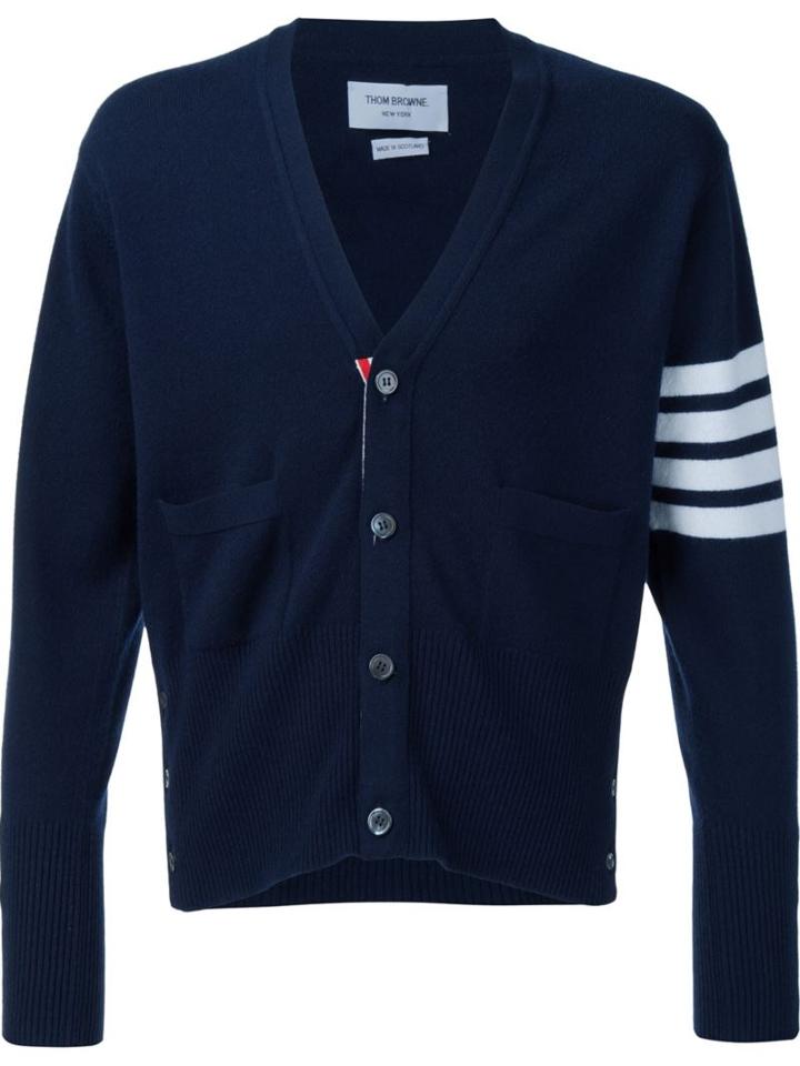 Thom Browne Striped Sleeve V-neck Cardigan