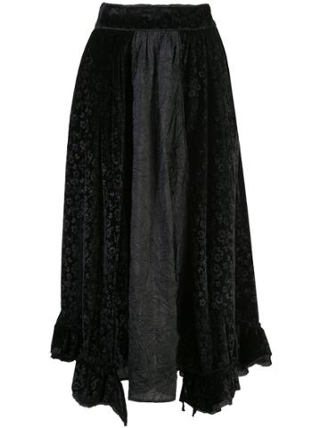 Renli Su Floral Velvet Skirt - Black