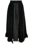 Renli Su Floral Velvet Skirt - Black