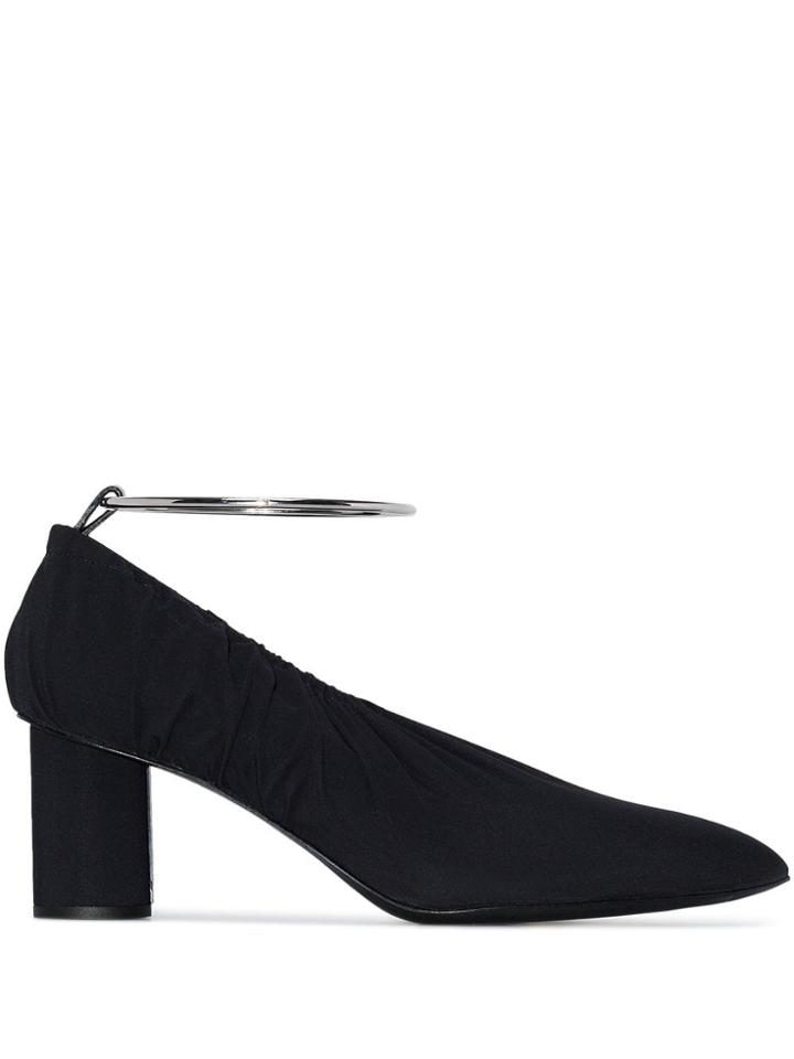 Jil Sander 60 Ankle Ring Ruched Pumps - Black