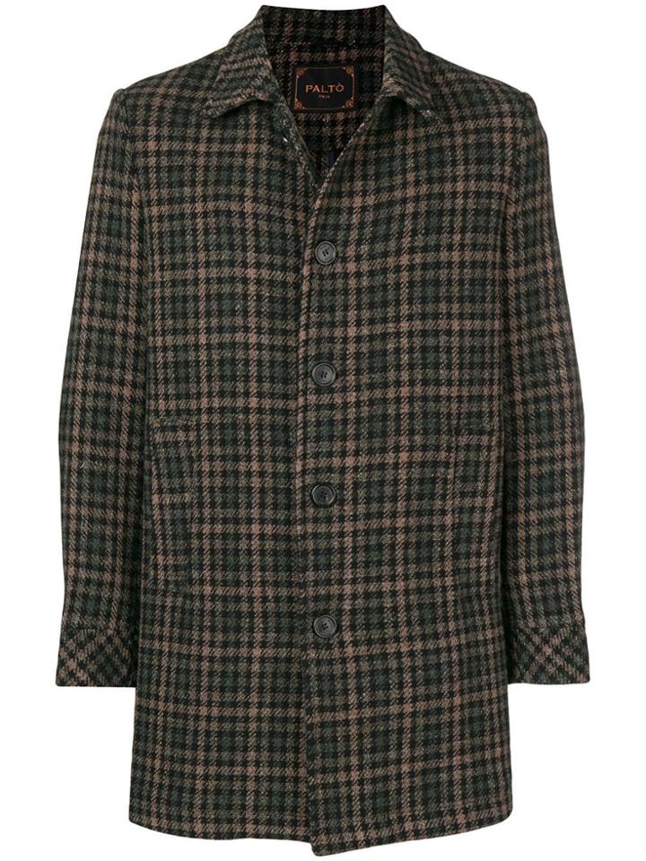 Paltò Houndstooth Single Breasted Coat - Gold