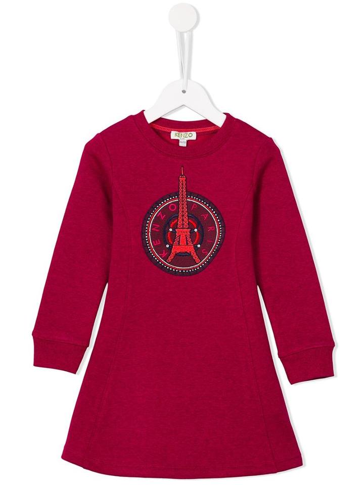 Kenzo Kids Eiffel Tower Sweatshirt Dress, Girl's, Size: 12 Yrs, Pink/purple